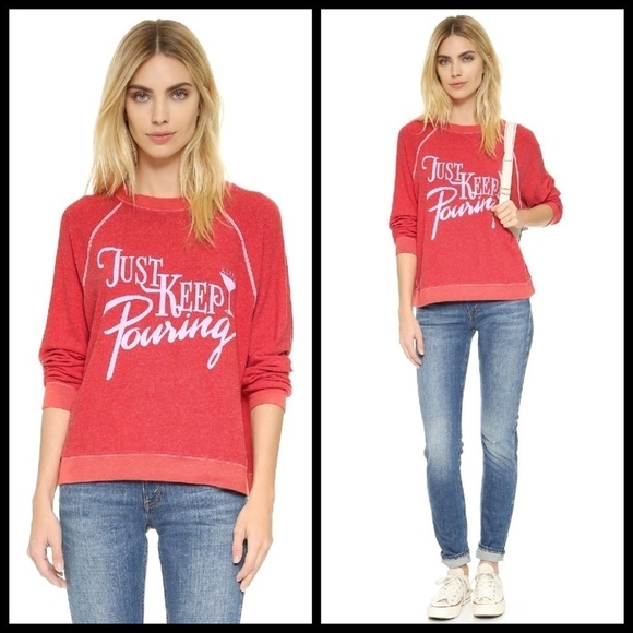 💕WILDFOX💕 Red Just Keep Pouring Kim's Sweatshirt - Picture 3 of 8